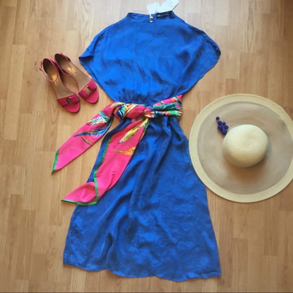 Zara Dresses & Skirts - NWT Zara light blue Midi sheath Dress